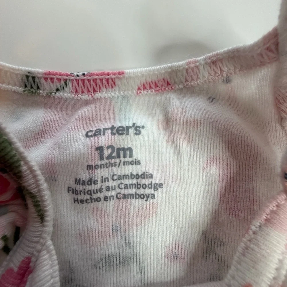 Carter's Pink and White Floral Unicorn Bodysuit